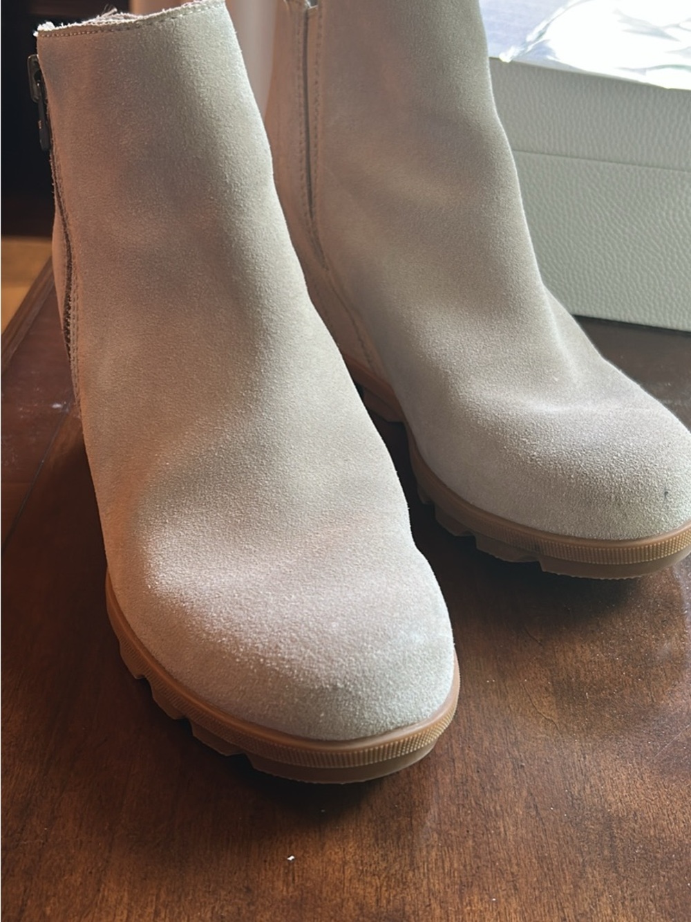 Women’s Ankle Booties in Light Beige Suede